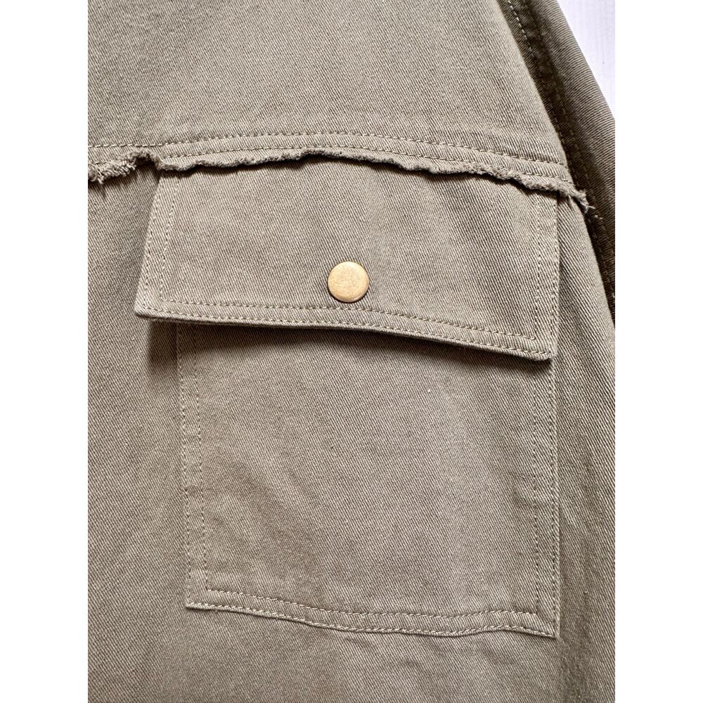 Davi & Dani Women’s Olive Green “Rock & Roll” Frayed Utility Jacket. Sz L  NEW - Picture 9 of 13